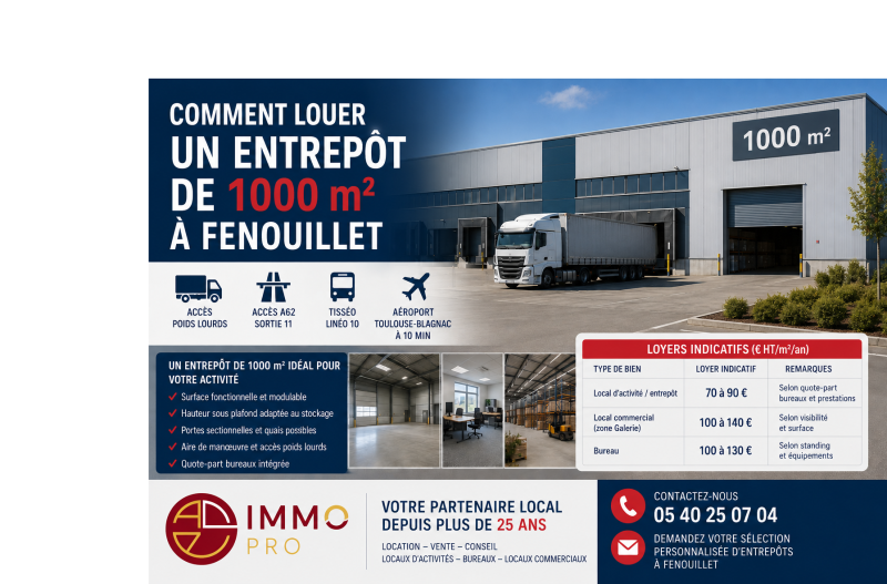 louer votre entrepôt 1000 m² à Fenouillet